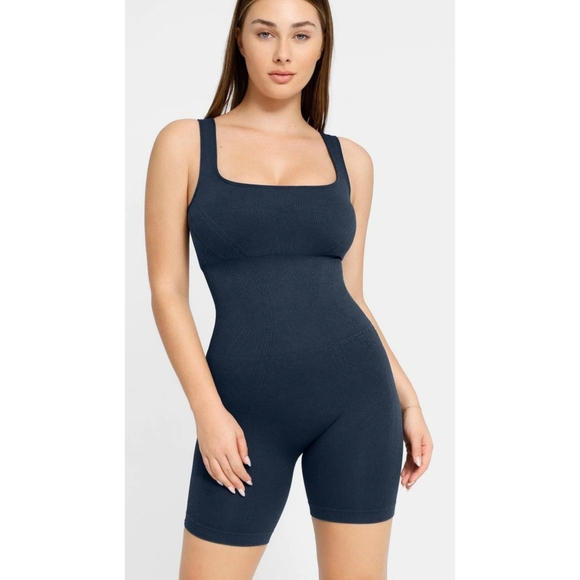 Popilush Shapewear Square Neck Tank Romper Black Size XL - Picture 1 of 13